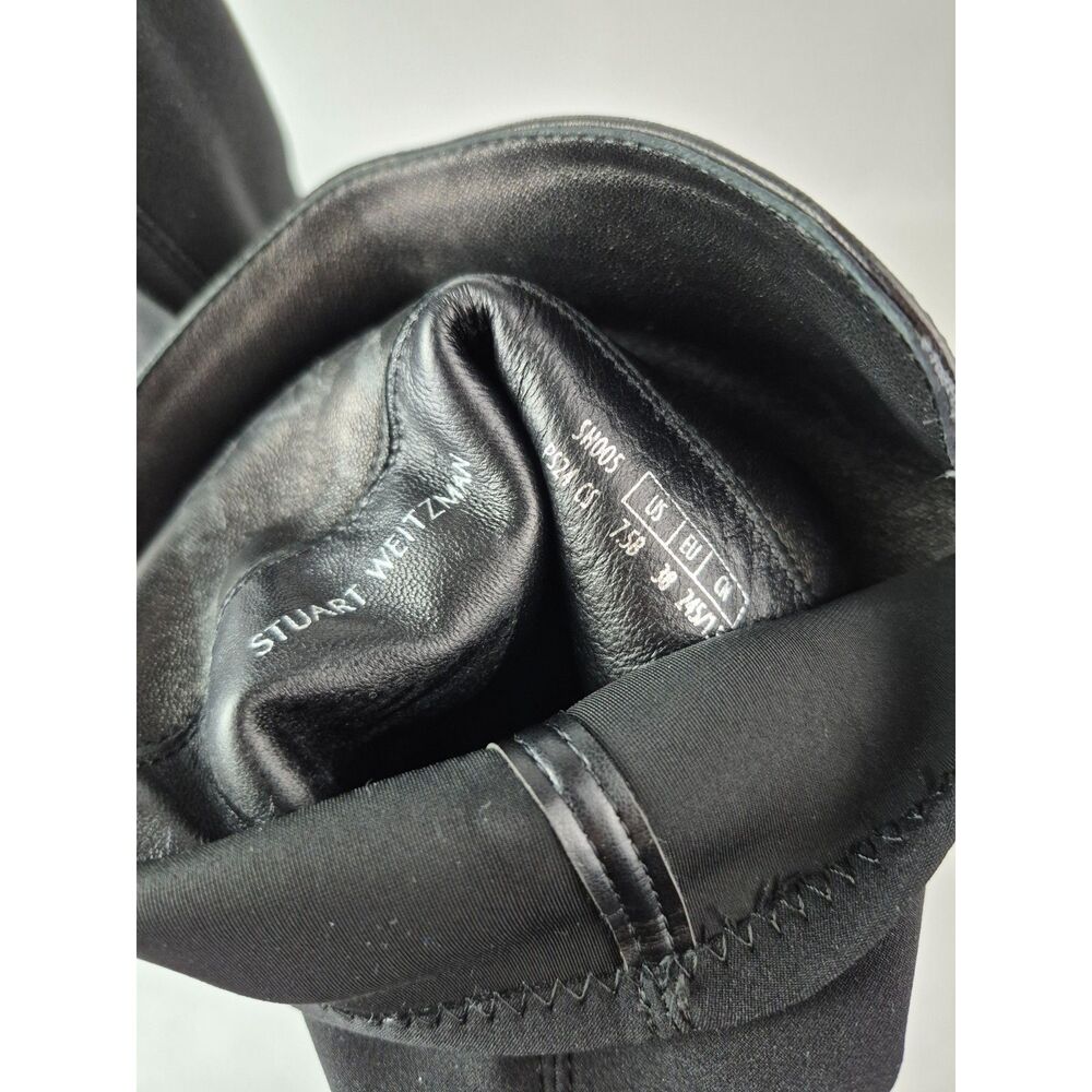 Stuart Weitzman Women's Black Portia 5050 Studded Pearl Boots Size 7.5 B - Picture 7 of 7